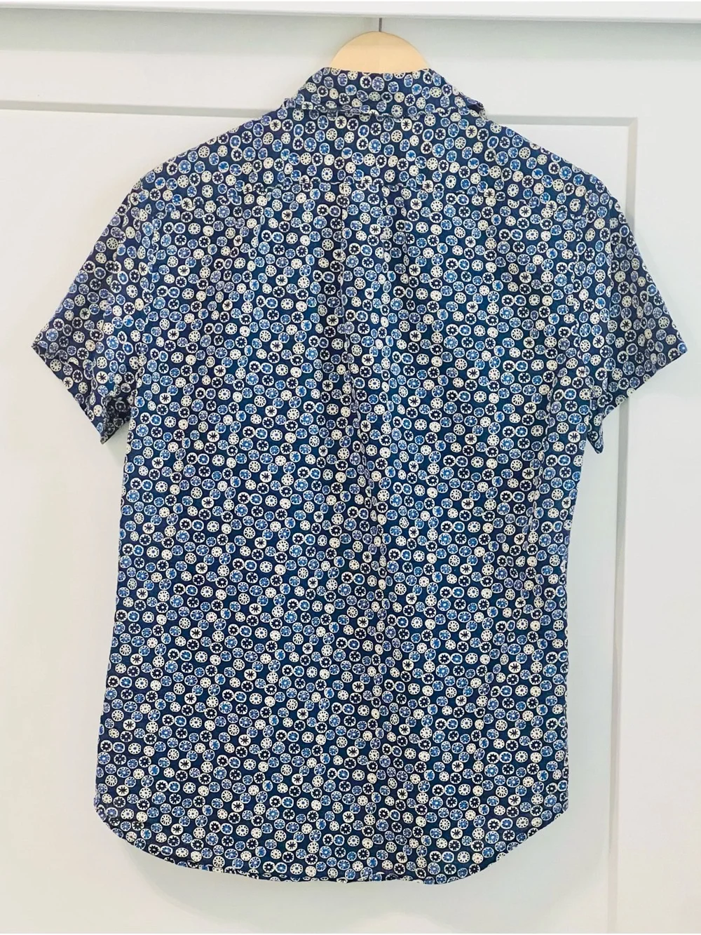 J.Crew Men’s Geometric Print Cotton Short Sleeve Casual Button Up Shirt S